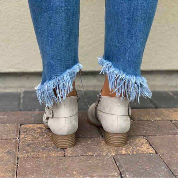 Smoke Gray Harness Laser Cut Chelsea Ankle Bootie - Picture 6 of 7